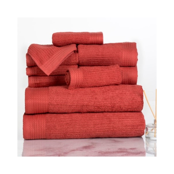 Hastings Home Hastings Home Ribbed 100 Percent Cotton 10 Piece Towel Set - Brick 765411MZO - main